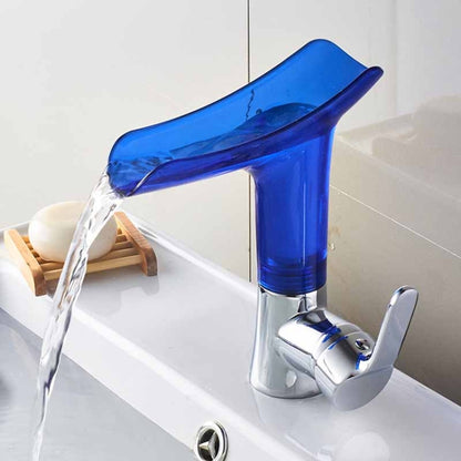 Bathroom Hot Cold Water Faucet Wine Glass Waterfall Faucet(Blue) - Faucets & Accessories by buy2fix | Online Shopping UK | buy2fix