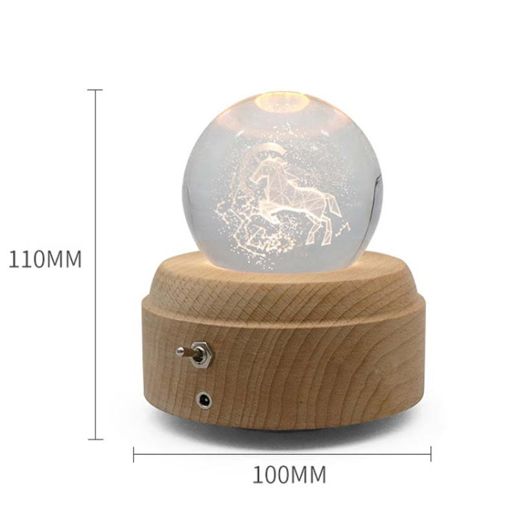 Girl Bedside Lamp Crystal Ball Wooden Base Music Box Charging Glow Rotating Night Light, Random Music(Flying Pig) - Novelty Lighting by buy2fix | Online Shopping UK | buy2fix