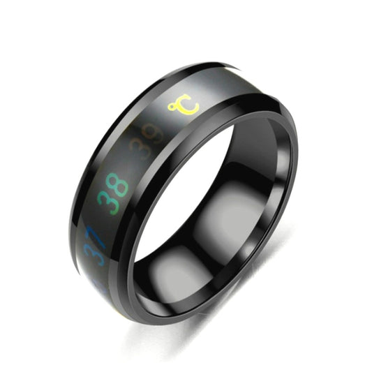 Smart Temperature Ring Stainless Steel Personalized Temperature Display Couple Ring, Size: 8(Black) - Rings by buy2fix | Online Shopping UK | buy2fix