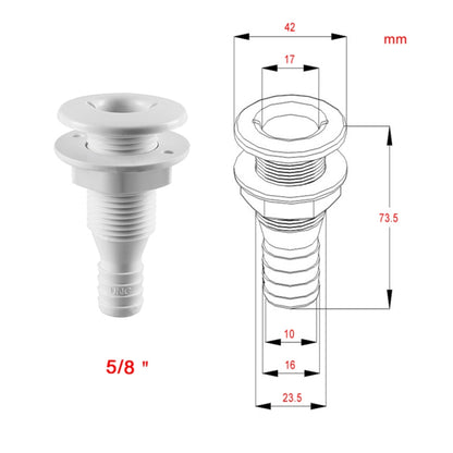 5/8 inch Plastic Thru-Hull Bilge Fitting For Bilge Pump Drain or Vent Hose Fitting for Boats Marine Yacht Sail Camper Truck - Marine Accessories & Parts by buy2fix | Online Shopping UK | buy2fix