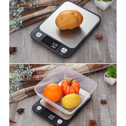 Small Kitchen Food Scale Stainless Steel Electronic Kitchen Scale 5kg/1g (Battery English Version White) - Kitchen Scales by buy2fix | Online Shopping UK | buy2fix
