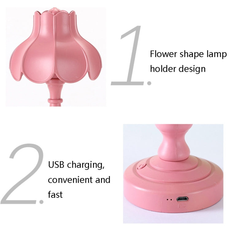 Retro Charging Table Lamp Bedroom Bed LED Eye Protection Light(LD05 Lotus Gray Green) - Bedside Light by buy2fix | Online Shopping UK | buy2fix