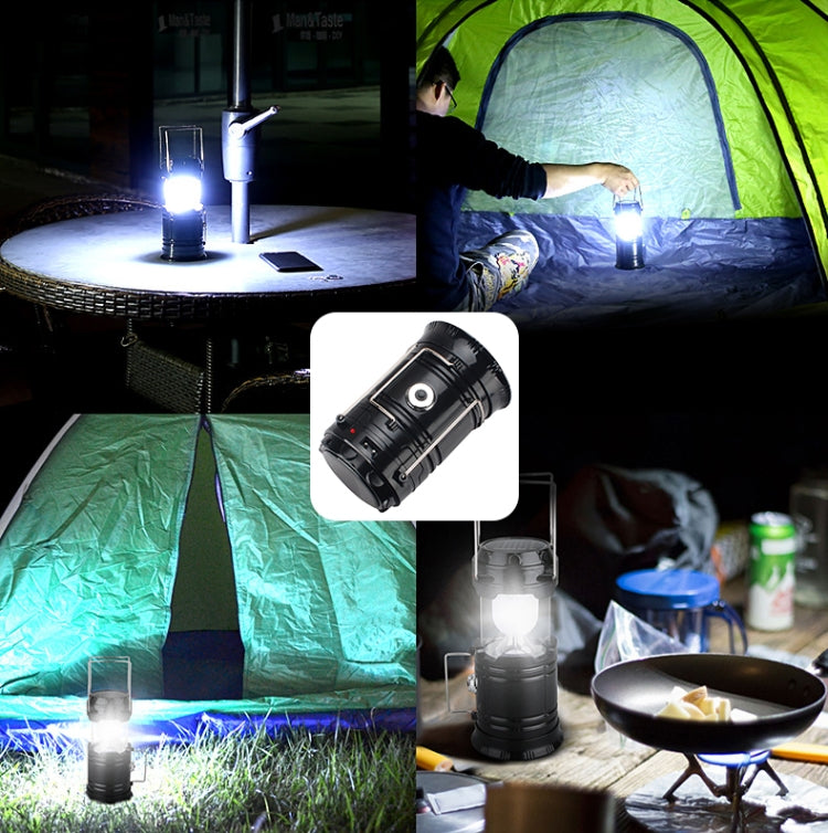 LED Tent Light Solar Rechargeable Camping Light Stretchable Multifunctional Lantern, Support USB Output,EU Plug(Gold) - Camping Lighting by buy2fix | Online Shopping UK | buy2fix