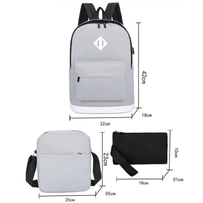 3 in 1 College Style Casual Backpack Student USB Charging Backpack(Light Grey) - Double-shoulder Bags by buy2fix | Online Shopping UK | buy2fix