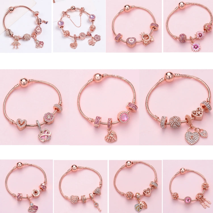 SL132 18cm Women Rose Gold Beaded Bracelet - Bracelets by buy2fix | Online Shopping UK | buy2fix