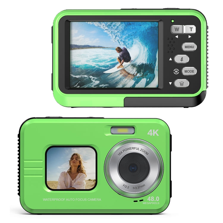 WDC901 3.5m Waterproof 48MP HD Dual Screen Outdoor Sports Digital Camera AU Plug(Green) - Children Cameras by buy2fix | Online Shopping UK | buy2fix