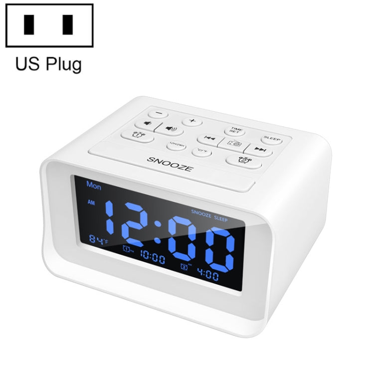 LED Digital Bedroom Alarm Clock With USB Charging Port Clock Radio Temperature Electronic Platform Clock, Specification: US Plug(White) - Alarm Clocks by buy2fix | Online Shopping UK | buy2fix