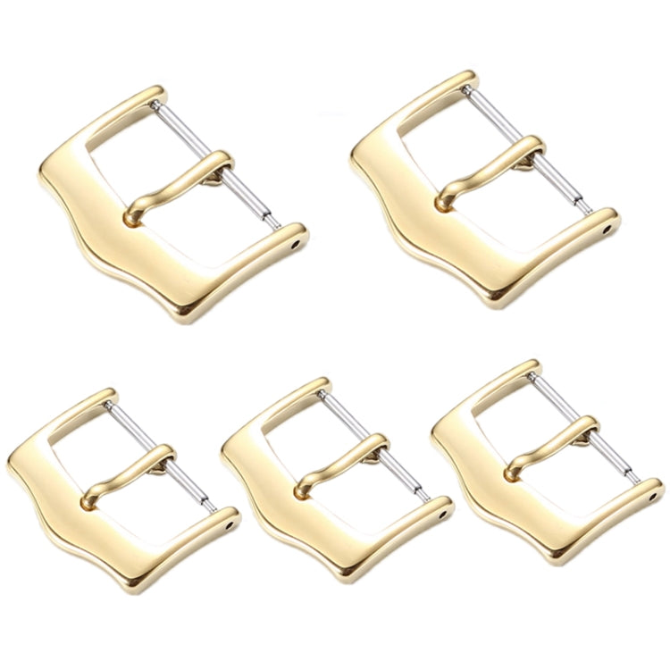 5pcs IP Plated Stainless Steel Pin Buckle Watch Accessories, Color: Gold 14mm - Watch Accessories & Parts by buy2fix | Online Shopping UK | buy2fix