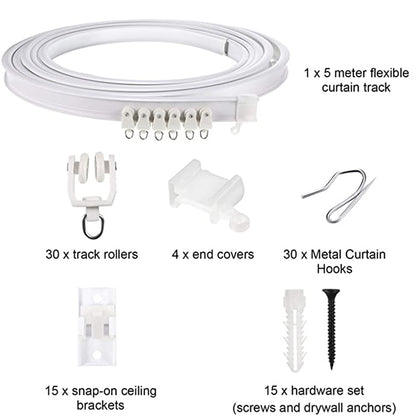 5M Curtain Track Curved Rail Hook Pulley Mounting Code Screw Expansion Plug(White) - Curtain Decorative Accessories by buy2fix | Online Shopping UK | buy2fix