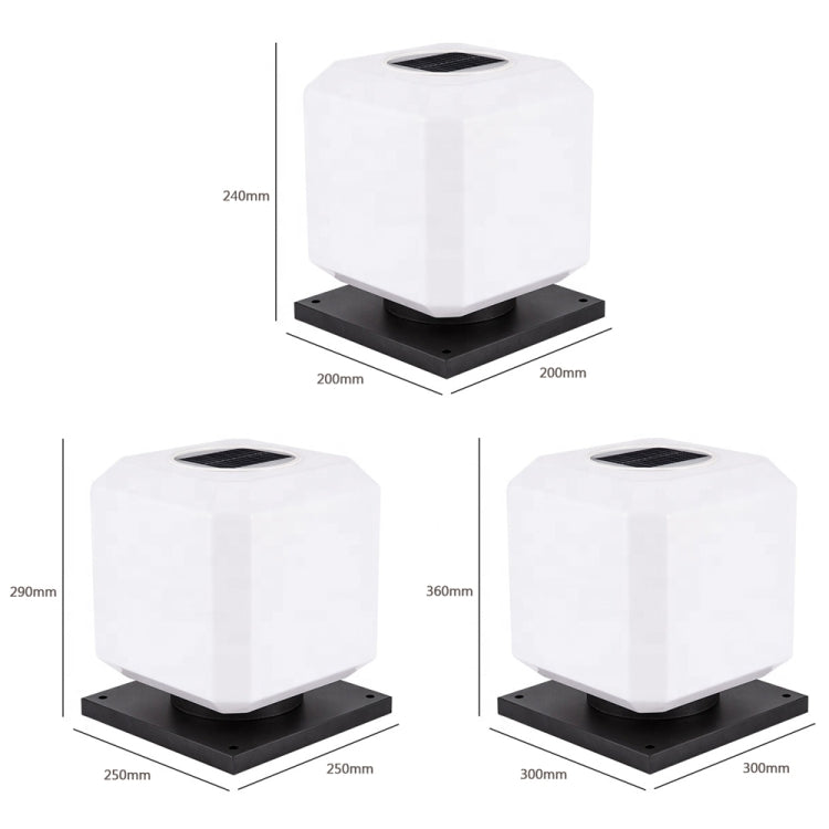 003 Solar Square Outdoor Post Light LED Waterproof Wall Lights, Size: 25cm (Warm Light) - Solar Lights by buy2fix | Online Shopping UK | buy2fix