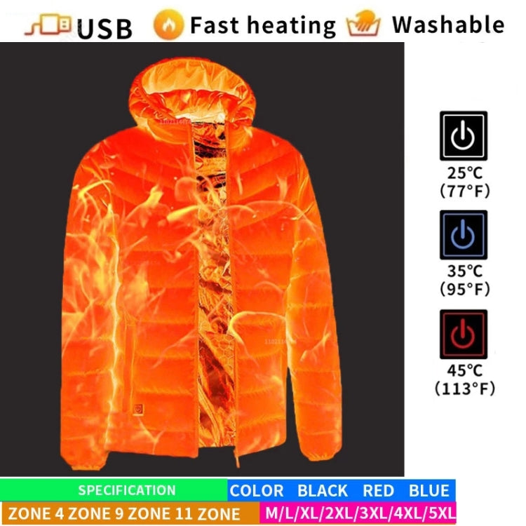 9 Zone Double Control Black USB Winter Electric Heated Jacket Warm Thermal Jacket, Size: M - Down Jackets by buy2fix | Online Shopping UK | buy2fix