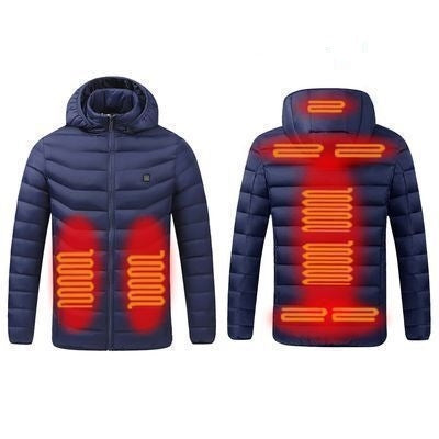 9 Zone Blue USB Winter Electric Heated Jacket Warm Thermal Jacket, Size: S - Down Jackets by buy2fix | Online Shopping UK | buy2fix