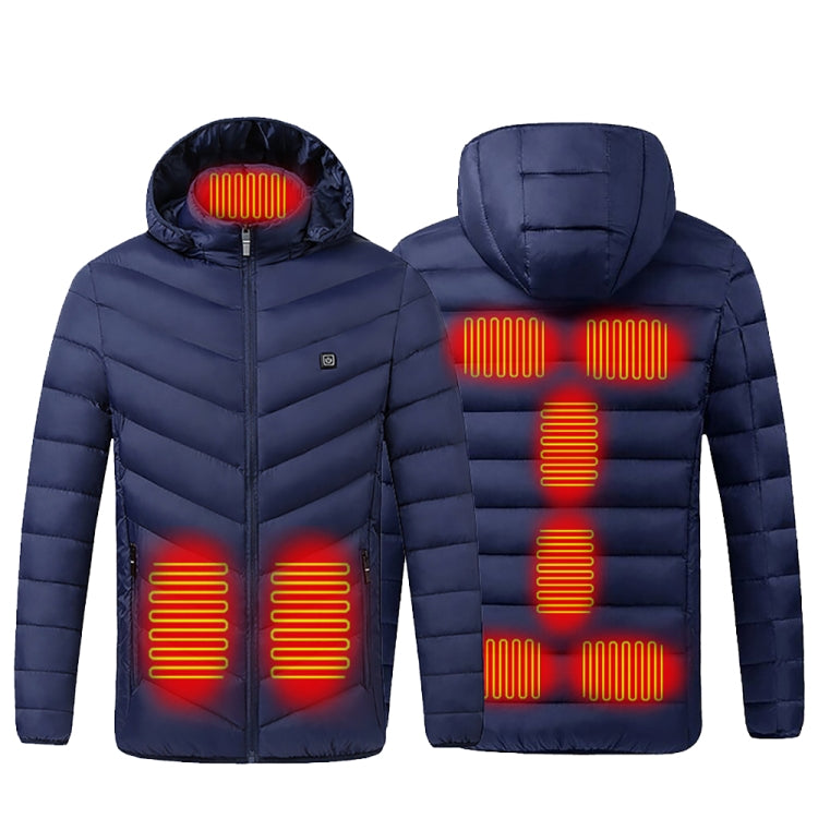 9 Zone Double Control Blue USB Winter Electric Heated Jacket Warm Thermal Jacket, Size: XL - Down Jackets by buy2fix | Online Shopping UK | buy2fix