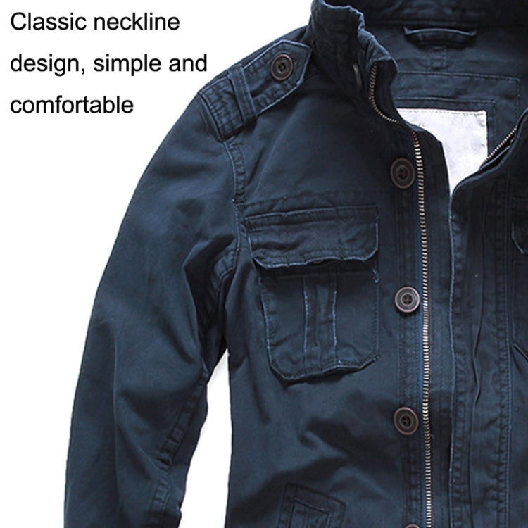 Autumn And Winter Middle Aged Men Jacket Casual Workers Dress Denim Jackets Clothes, Size: 2XL(Khaki) - Loose Coat by buy2fix | Online Shopping UK | buy2fix