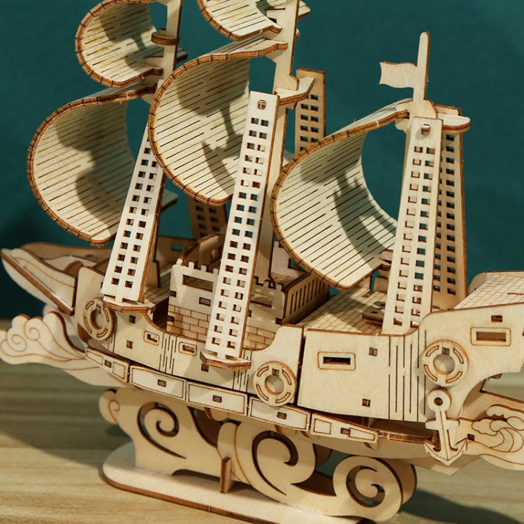 LG807 Ocean Sailboat 3D Wooden Puzzle Children Educational Toys DIY Handmade Ornaments - Puzzle Toys by buy2fix | Online Shopping UK | buy2fix