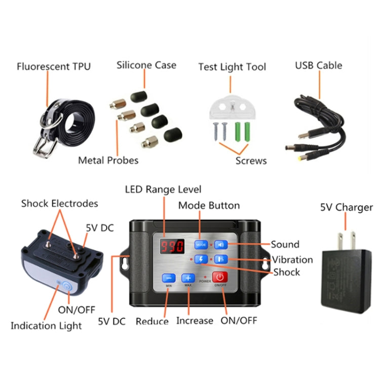 Outdoor Wireless Electronic Pet Fence Night Reflective Collar, Specification: One for One(US Plug) - Training Aids by buy2fix | Online Shopping UK | buy2fix