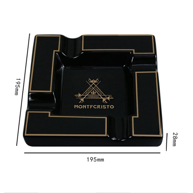 Four Slot Large-Diameter Smoke Groove Ceramic Cigar Ashtray(Black) - Cigarette Box & Ashtrays by buy2fix | Online Shopping UK | buy2fix