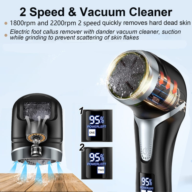 JD-510 Rechargeable Electric Foot Callus Remover with Vacuum Cleaner Black - Grinding Tools & Accessories by buy2fix | Online Shopping UK | buy2fix
