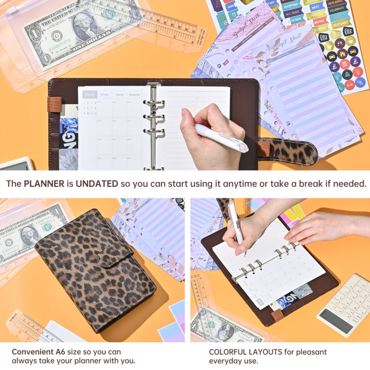 A6 Leopard Print Cash Budget Notebook  Loose Leaf Financial Management Notepad(Cow Pattern Black White) - Notebooks by buy2fix | Online Shopping UK | buy2fix