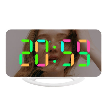 TS-8201 LED Digital Mirror Alarm Clock Big Screen Dual USB Desktop Table Clock, Color: RGB Display White Shell - Alarm Clocks by buy2fix | Online Shopping UK | buy2fix