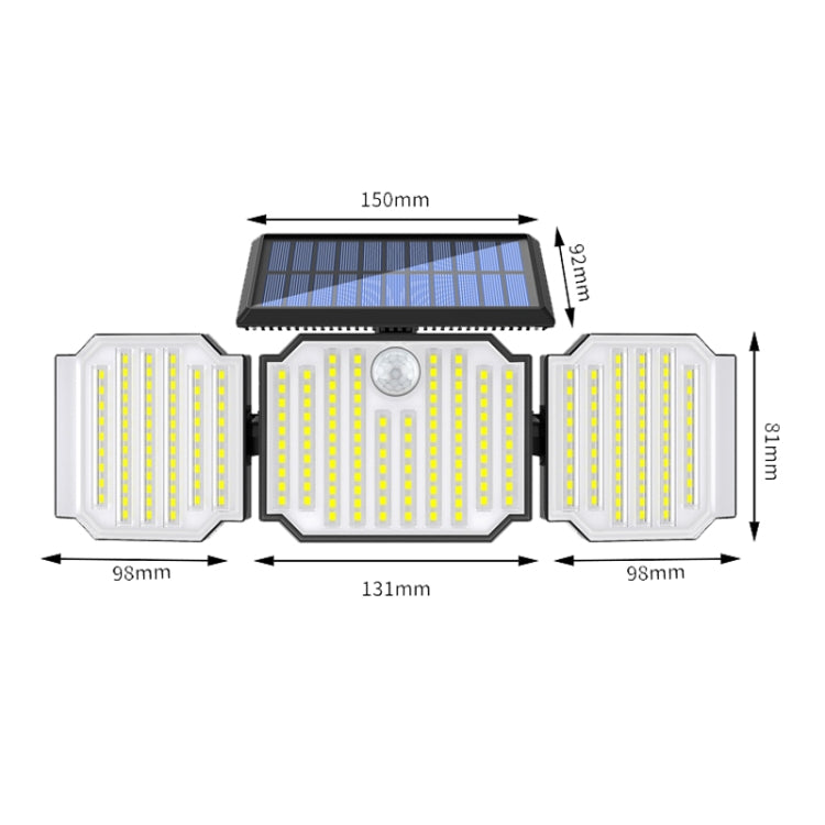 3 Head 238 LED Solar Outdoor Courtyard Lamp Waterproof Human Body Induction Street Lamp - Solar Lights by buy2fix | Online Shopping UK | buy2fix