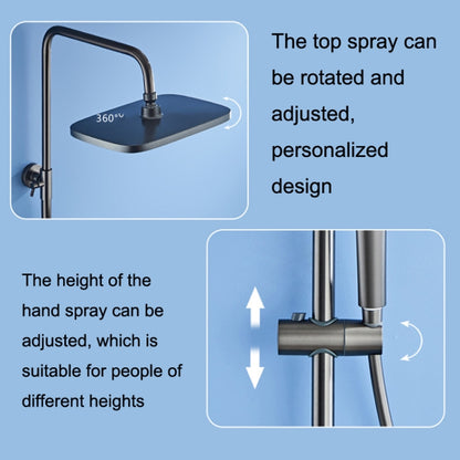 Piano Digital Display Full Copper Faucet Square Nozzle Shower Set, Color: Water Plating Gray 6102 - Shower Head by buy2fix | Online Shopping UK | buy2fix