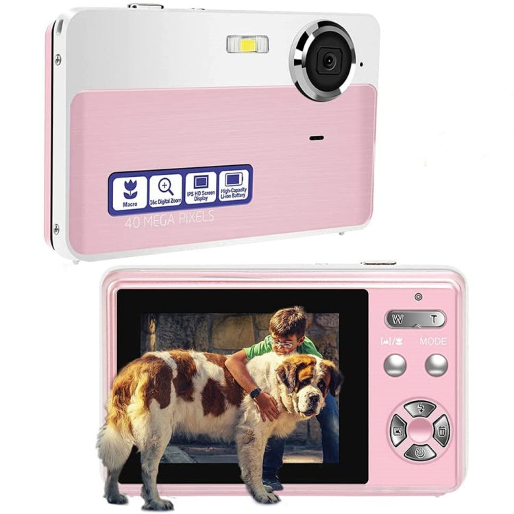 2.4 Inch IPS Screen 40 Million Pixel Digital Camera 16X Digital Zoom Video Macro Portable Camera(Pink Standard) - Children Cameras by buy2fix | Online Shopping UK | buy2fix