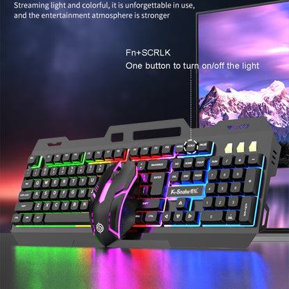 K-Snake Mechanical Feel Keyboard Mouse Kit USB Wired 104 Keycaps Computer Keyboard, Style: Keyboard+Mouse (Black Gray) - Wired Keyboard by K-Snake | Online Shopping UK | buy2fix