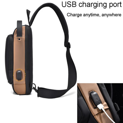 WEIXIER X314 Waterproof Sports Crossbody Backpack USB Charging Large Capacity Single Shoulder Bags(Black Gold) - Single-shoulder Bags by WEIXIER | Online Shopping UK | buy2fix