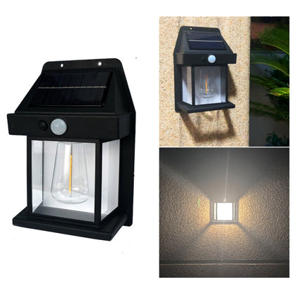 Solar Outdoor Tungsten Wall Light 3 Modes Body Sensing Waterproof Garden Villa Night Light, Spec: Large Black - Solar Lights by buy2fix | Online Shopping UK | buy2fix