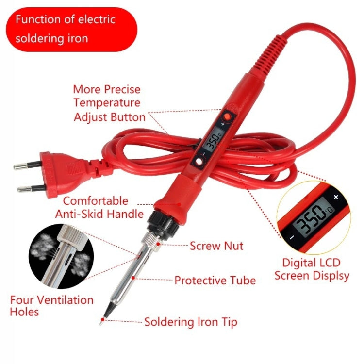 10pcs/ Set  80W Internal Heating Welding Digital Display Soldering Iron Temperature Adjustment Set, Model: Red EU Plug - Electric Soldering Iron by buy2fix | Online Shopping UK | buy2fix