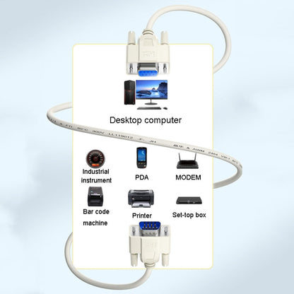 JINGHUA B110 Male To Female DB Cable RS232 Serial COM Cord Printer Device Connection Line, Size: 5m(Beige) - RS485 / RS232 Series by JINGHUA | Online Shopping UK | buy2fix