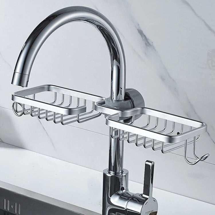 Kitchen Faucet Shelf No-Punch Sink Rag Drainage Basket Sponge Drainage Storage Rack, Style: E Silver - Shelf by buy2fix | Online Shopping UK | buy2fix