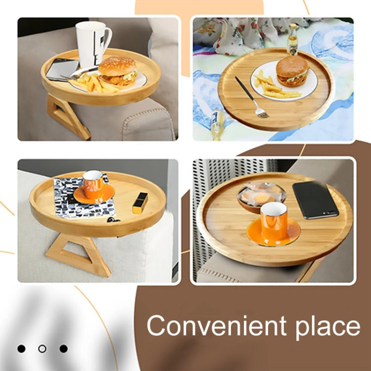 25cm Foldable Sofa Round Tray Home Couch Armrest Pallet, Style: Pine Wood - Shelf & Hooks by buy2fix | Online Shopping UK | buy2fix