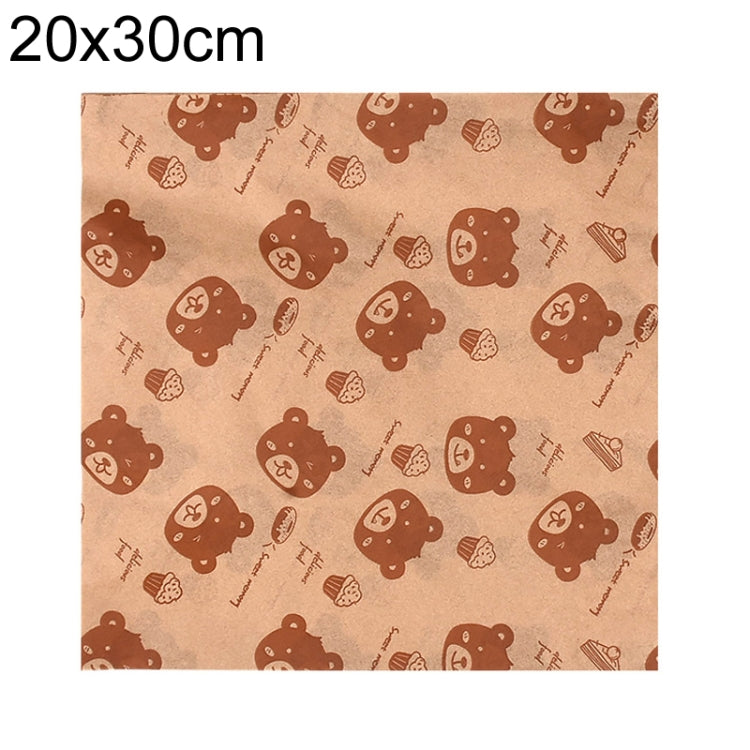 100sheets /Pack Bear Pattern Greaseproof Paper Baking Wrapping Paper Food Basket Liners Paper 20x30cm - Retail Packaging by buy2fix | Online Shopping UK | buy2fix