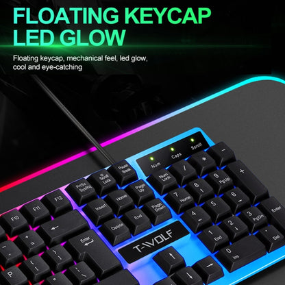 T-WOLF TF230 Colorful Light Effect Game Office Computer Wired Keyboard and Mouse Kit(Black) - Wired Keyboard by T-WOLF | Online Shopping UK | buy2fix