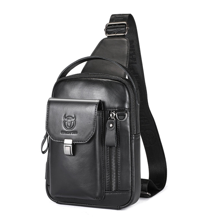 BULL CAPTAIN 122 Large-capacity Retro Cowhide Single-shoulder Crossbody Chest Bag with USB Port(Black) - Single-shoulder Bags by BULL CAPTAIN | Online Shopping UK | buy2fix