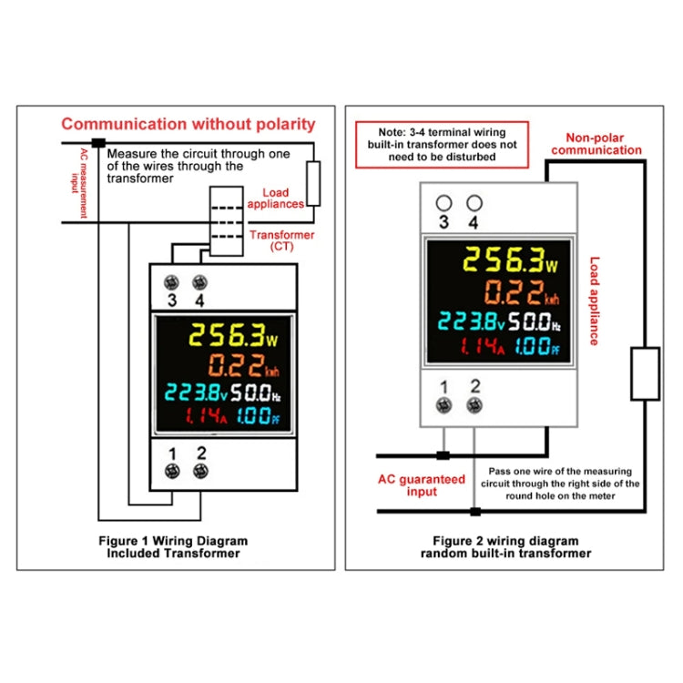 SINOTIMER SDM009 Din Rail Single-Phase Voltage Current Frequency Power Factor Electricity Multifunctional Meter, Model: AC250-450V Built-In - Current & Voltage Tester by SINOTIMER | Online Shopping UK | buy2fix