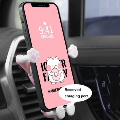 ICARER FAMILY AK-01 Car Air Outlet Cartoon Phone Holder Car Navigation Gravity Support Frame(White) - Car Holders by ICARER FAMILY | Online Shopping UK | buy2fix