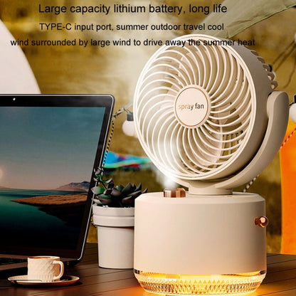 USB Charging Cooler Air Conditioning Fan Desktop Cooling Fan Swing Humidifier(Beige) - Electric Fans by buy2fix | Online Shopping UK | buy2fix