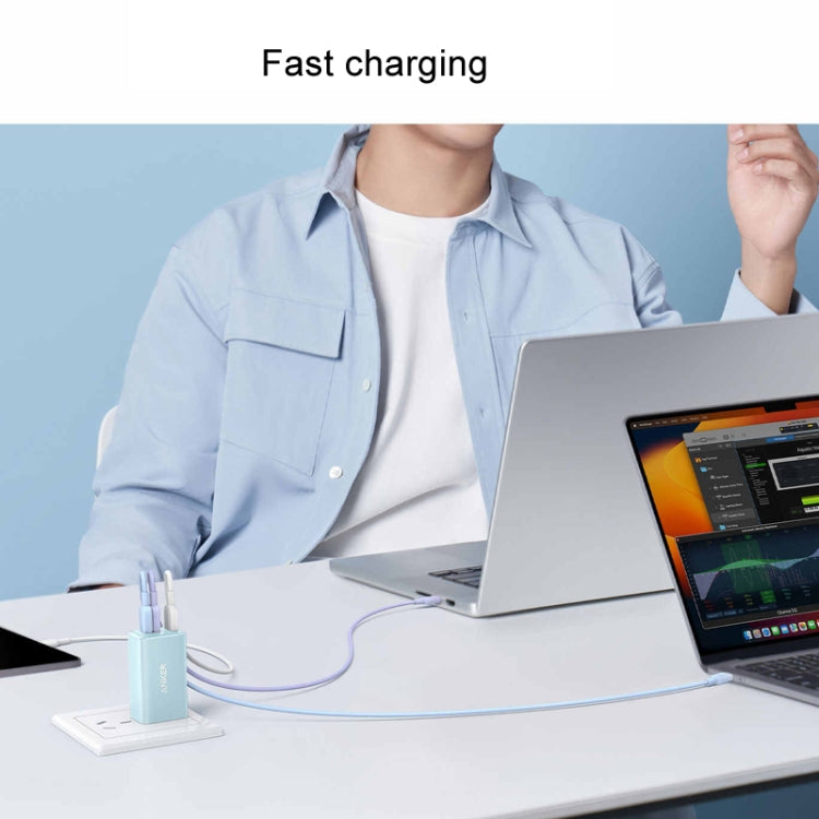 ANKER A81E1 0.9m 60W Dual Type-C Data Cell Phone Dual Head Fast Charging Cable(Blue) - USB-C & Type-C Cable by ANKER | Online Shopping UK | buy2fix