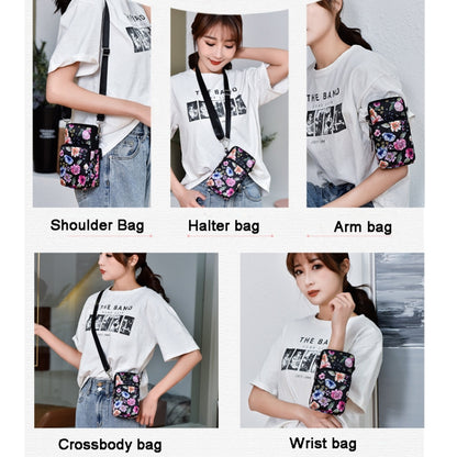 Printed Crossbody Mobile Phone Bag Mini Wallet With Arm Band, Style: Dark Blue Peony - Single-shoulder Bags by buy2fix | Online Shopping UK | buy2fix