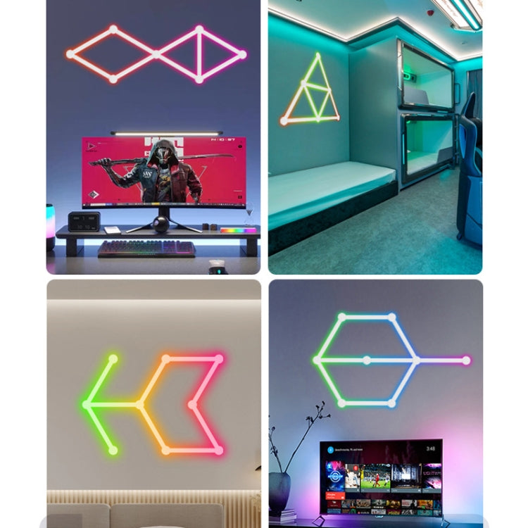 JSK-P22 5V Bluetooth RGB Stitching Light E-Sports Atmosphere Decorative Lamp, Style: 9 Sections+USB To DC Line(Black) - Novelty Lighting by buy2fix | Online Shopping UK | buy2fix
