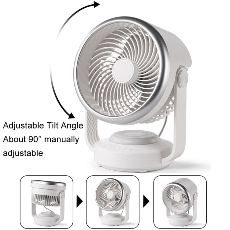 Air Circulation Fan Automatic Oscillating Head Desktop Fan With LED Light(White) - Electric Fans by buy2fix | Online Shopping UK | buy2fix