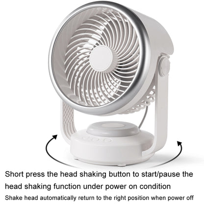 Air Circulation Fan Automatic Oscillating Head Desktop Fan With LED Light(White) - Electric Fans by buy2fix | Online Shopping UK | buy2fix