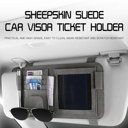 Car Sun Visor Bill Holder Glasses Clip Storage Bag(Grey) - Sunglasses & Glasses Clips by buy2fix | Online Shopping UK | buy2fix