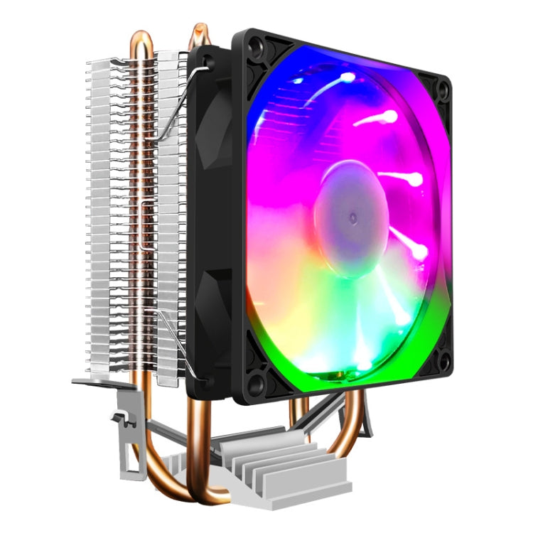 COOLMOON Frost Double Copper Tube CPU Fan Desktop PC Illuminated Silent AMD Air-Cooled Cooler, Style: P2 Streamline Edition Single Fan - Fan Cooling by COOLMOON | Online Shopping UK | buy2fix