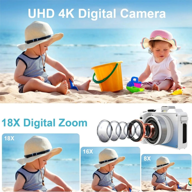 3-Inch Display Digital Camera Dual Front And Rear Cameras 48MP, 18x Digital Zoom 4K HD Camcorder(Black) - Video Cameras by buy2fix | Online Shopping UK | buy2fix