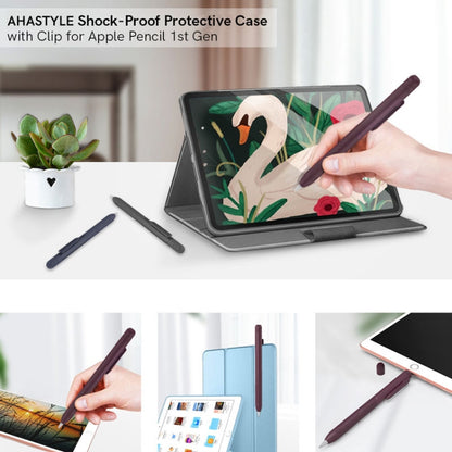 For Apple Pencil 1 AhaStyle PT141 Triple Defense Pen Clip Silicone Protective Case(Black) - Pencil Accessories by AhaStyle | Online Shopping UK | buy2fix