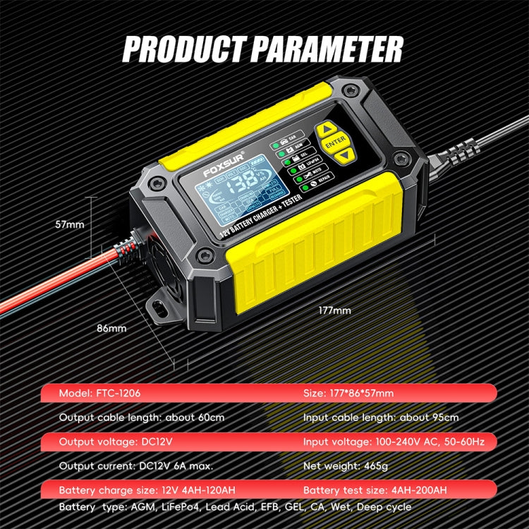 FOXSUR Cars Motorcycles 12V Lithium Cattery Charger With Battery Detection(UK Plug) - Battery Charger by FOXSUR | Online Shopping UK | buy2fix